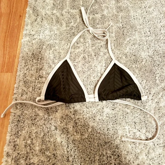 Aerie Wide Rib String Triangle Halter Bikini Top - Picture 2 of 6